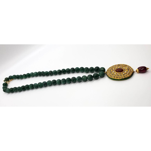 22KT Gold Kundan Polki Pendant - Picture 8 of 8